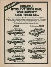 1981 Subaru GL Sedan Hatchback Station Wagon Brat GLF Lineup VINTAGE PRINT AD