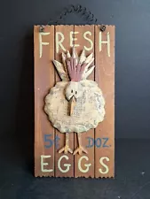 Wooden Chicken Sign Fresh Eggs For Sale