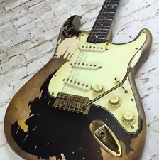 Handwork John Mayer Relic Black 1 Masterbuilt Electric Guitar Aged Gold Hardware