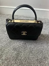 Chanel Trendy Black Flap Bag With Top Handle Lambskin & Gold-Tone Metal