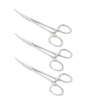 3 Premium Mosquito Locking Hemostat Forceps 5" Curved For Surgical & Dental Use