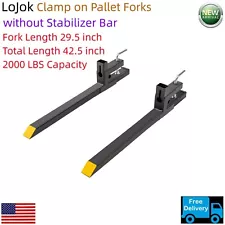 LoJok 43" 2000 lbs Pallet Forks for Tractor Skid Steer (without Stabilizer Bar)