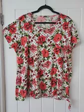 **SALE** SUMMER PINK/GREEN FLORAL PULLOVER BLOUSE SIZE 22