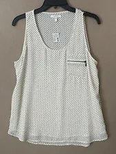 Maurices Womens Large Sleeveless Polka Dots Ivory Lined Sheer Blouse Tops NWT