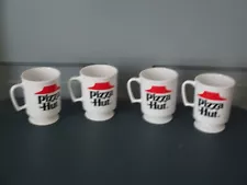 Set of 4 Pizza Hut Restaurant Plastic Promo Footed Coffee Beverage Cup Mug