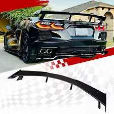 Rear High Wing Spoiler GM For 2020-2024 Corvette C8 Carbon Flash Black Painted