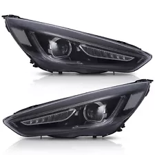 LED Headlights w/DRL Sequential turn Dual Beam+H7 LED Bulbs for 15-18 Ford Focus