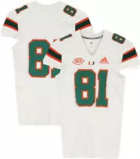 Miami Hurricanes Team-Issued #81 White Jersey from the Football Program Size L