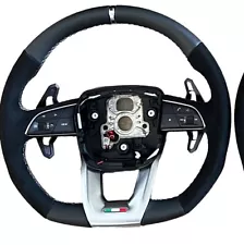 GENUINE LAMBORGHINI URUS NEW ALCANTARA CHROME BANG WHITE STITCH STEERING WHEEL