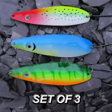 Pike Salmon Fishing Spoon Lures 18g Bass Savage Metal Gloss Finish Bait Gear x 3