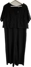 J D Williams Lace Overlay Cropped Wide Leg Jumpsuit in Black UK 20 Occasion