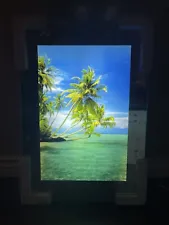 Brand New Vtg Motion Light Up Mirror Palm Tree Ocean Picture Sound 26" x 18”