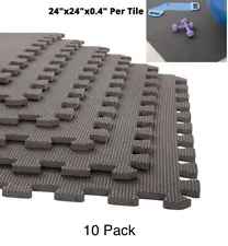 Gym Rubber Floor Mats Interlocking Foam Tiles Garage Fitness Exercise -10 Pack