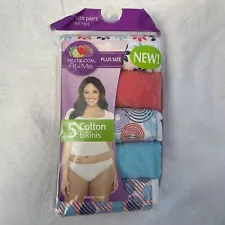 Fruit of the Loom Women’s Fit for Me Bikinis 5 Pack Multi Colors Size 12 New