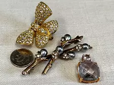 JOAN RIVERS MIXED LOT; 1 -pussy willow pin & 1 TREMLER moth pin & 1 pendant