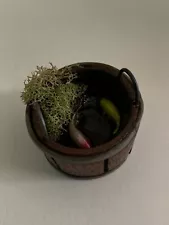 Artisan Dollhouse Miniature Rustic KOI fish bucket pond OOAK 1:12