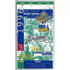 New Listing1996 World Series Ticket Stub Upper Level Yankees Braves Game 3