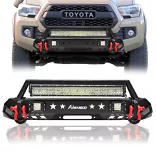 Stubby Steel Front Bumper w/ LED Light Bar For Toyota Tacoma 3rd Gen 2016-2023