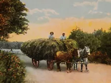 Vintage Postcard, CAMDEN, MI, 1923, "Greeting From", Horses & Hay Wagon , Boys