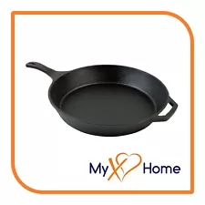 15" Round Pre-Seasoned Cast Iron Skillet with Helper Handle (1 Skillet)