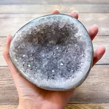 Large Quartz Crystal Geode: 15.2 oz (430g), Polished Face Stone