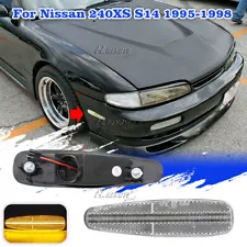 2x For 1995-1998 Nissan 240SX S14 Silvia Clear LED Front Side Marker Light Lamp (For: 1995 Nissan 240SX)