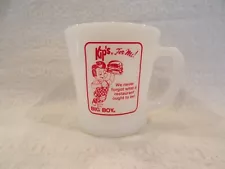 Fire-King KIP'S BIG BOY HAMBURGERS FOR ME! Restaurant Advertising Coffee Mug