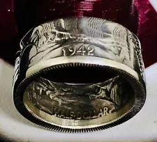 Handcrafted Walking Liberty Silver Half Dollar Coin Ring (sizes 6-14)