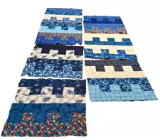 7 UNFINISHED 12" (APPROX) QUILT BLOCKS BEAUTIFUL BLUE HUES ESTATES SALE FIND!