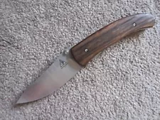 Rare Lone Wolf Trask Knife USA Made Plain Blade Wood Handle