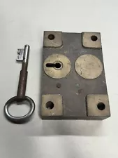 Vintage Brass Door Lock for Jail Cell w/ Key & WORKS!!