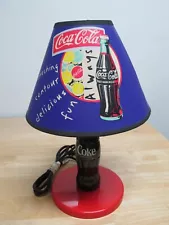 Vintage Coca-Cola Bottle Lamp w/ Coca-Cola Shade 15" tall (c) 1999 Works Great