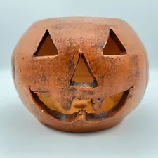 Vintage Jack-O-Lantern Pumpkin Georgia Red Clay Craven Pottery - Glazed 5” Tall