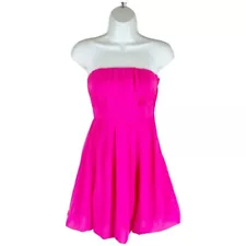 Charlotte Russe PINK Prom Party Dress XS HOT Pink Strapless Mini Bubble Hem