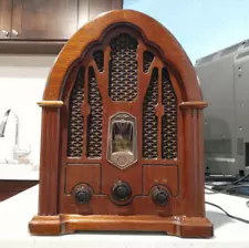 7-4100JA General Electric Wood Cathedral 1932 Replica AM/FM Radio Vintage TESTED