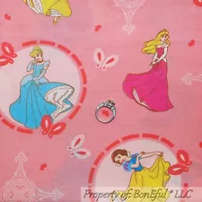 BonEful Fabric Cotton Pink Butterfly Disney Princess Girl Dress Print SALE SCRAP