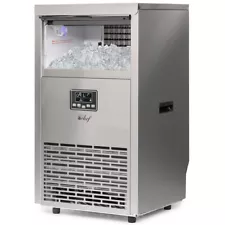 USED 99LB Commercial Ice Maker, 33LB Storage Capacity, Stainless Steel