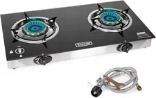 Deluxe Propane Gas Range Stove 2 Burner Cooktop Auto Ignition Outdoor Grill Camp