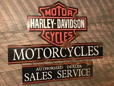 antique barn find look Harley Davidson motorcycle dealer sales service sign NICE