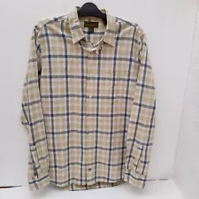 Timberland Linen Blend Long Sleeve Shirt check pattern Mens size UK XL PtP 25".