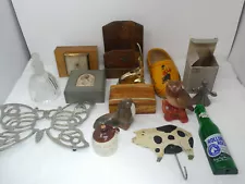 WHOLESALE MIXED LOT VINTAGE COLLECTIBLES NICK NACKS DECOR CLOCK TRIVET