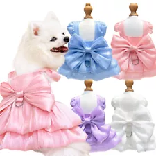 Pet Wedding Dress Bow Shiny Skirt Dog Cat Clothing Spring/Summer Puppy Clothes