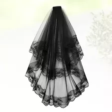 Victorian Mourning Veil Black Bride Long with Blusher Goth Clothes