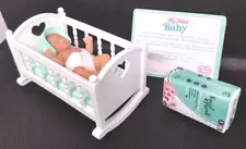 Zuru My Mini Baby GREEN CRIB Cradle Silicone Miniature Infant Baby Diapers