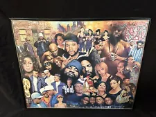 Vintage 90s Hip Hop Rap and R&B Framed Collage Style Poster 20" X 16 1/4" *USED*