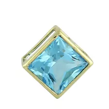 Gift For Women Indian Jewelry Pendant 18k Yellow Gold Swiss Blue Topaz Gemstone