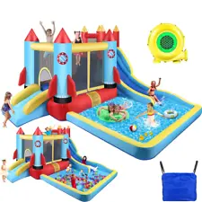 7in1 Inflatable Bouncer Slide Bouncy Castle for Kids with Blower Jumping Castle✅