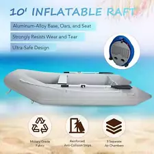 Secondhand 10' Inflatable Raft 4 Adults Boat for Fishing Playing on Rivers Lake