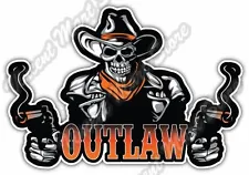 Outlaw Skull Western Cowboy Bandit Gun Car Bumper Vinyl Sticker Decal 5"X4"