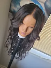 24" Human Hair Closure Wig